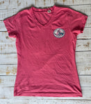 Short Sleeve Ladies Shiplap Palms T-shirt, Crunchberry