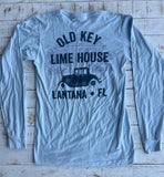 Long Sleeve Old House Hot Rod T-shirt, Baby Blue