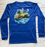 Long Sleeve Gator Club on the Water Dry-fit, Royal Blue