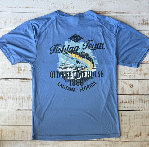 Short Sleeve Kingfish Fishing Team Dry-fit, Bimini Blue