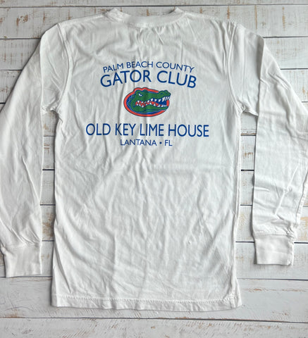 Long Sleeve Gator Club T-shirt, White