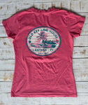 Short Sleeve Ladies Shiplap Palms T-shirt, Crunchberry