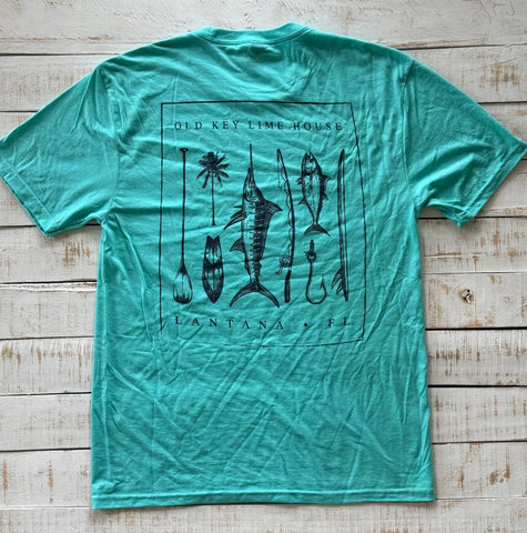 Short Sleeve Sport-fishing T-shirt, Heather Aqua