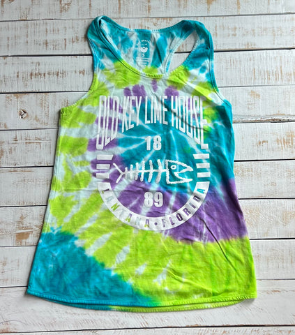 Ladies Tie Dye Racerback Tank Top, Alien Swirl