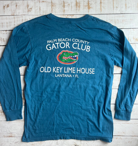 Long Sleeve Gator Club T-shirt, Pacific Blue