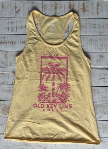 Ladies Framed Palms Racerback Tank , Butter