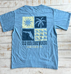 Short Sleeve Four Corners T-shirt, Blue Crush