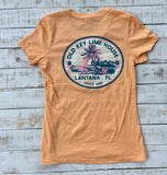 Short Sleeve Ladies Shiplap Palms T-shirt, Apricot