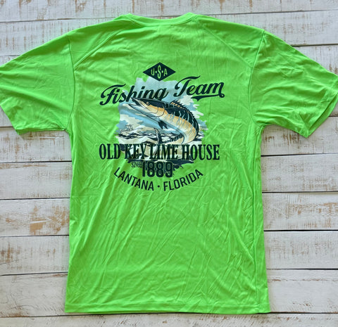 Short Sleeve Kingfish Fishing Team Dry-fit, Neon Lime