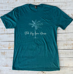 Short Sleeve Ladies Palm Tree T-shirt, Heather Teal