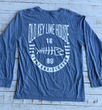 Long Sleeve Bonefish Logo T-shirt, Broadway Blue