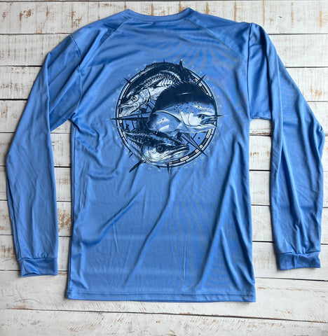 Long Sleeve Fishing Derby Dry-fit Shirt, Bimini Blue