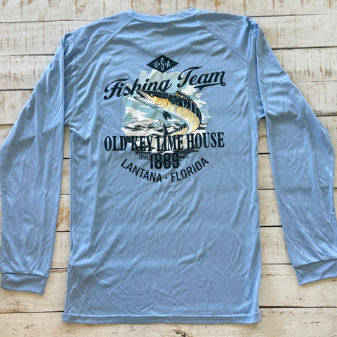 Long Sleeve Kingfish Fishing Team Dry-fit, Blue Mist