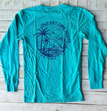 Long Sleeve Circle Wave T-shirt, Island Blue