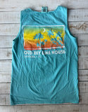 Unisex Summer Moon Tank Top, Lagoon Blue