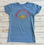 Short Sleeve Women's Lantana Sunset Crewneck T-shirt, Heather Blue