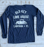 Long Sleeve Old House Hot Rod T-shirt, Heather Demin