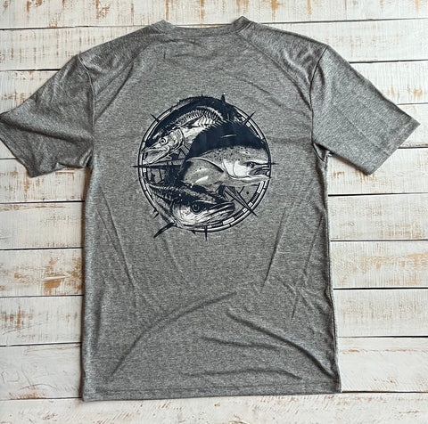 Short Sleeve Fishing Derby Dry-fit Shirt, Heather Grey