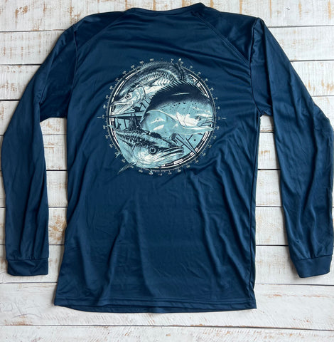 Long Sleeve Fishing Derby Dry-fit Shirt, Navy