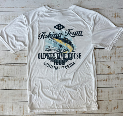 Short Sleeve Kingfish Fishing Team Dry-fit, White