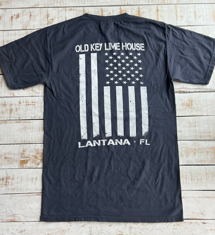 Short Sleeve USA Flag Pocket T-shirt, Anchor Slate