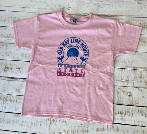Short Sleeve Kids Wave Target T-shirt, Light Pink