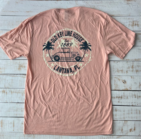 Short Sleeve OKLH Hot Rod T-shirt, Dusty Peach