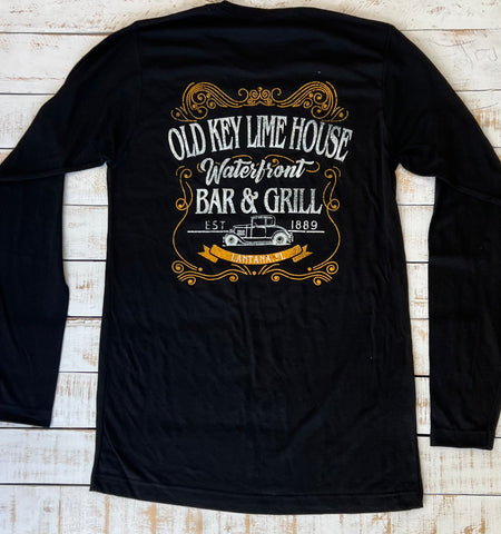 Long Sleeve OKLH Vintage Car T-shirt, Black