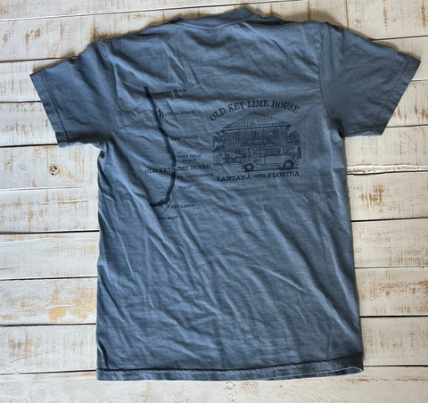Short Sleeve OKLH Map T-shirt, Blue Jean
