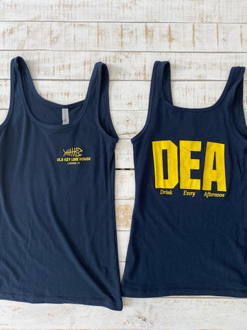Women's DEA "Drink Every Afternoon" Tank Top, Navy